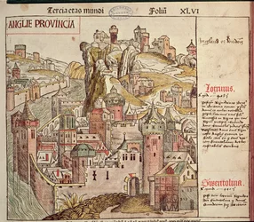 Old London, fra Nürnberg Chronicle af Hartmann Schedel (1440-1514) 1493