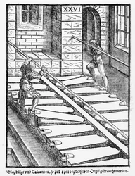 Orgelbælge og blæsere i Halberstadt-katedralen, fra Praetorius Syntagma Musicum, pub. i 1619
