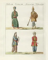 Persiske kjoler (farvet gravering)