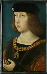 Philipp der Schoene, søn af Maximilian I og Marie de Bourgogne ... (maleri på træ)