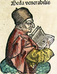 Portrait of Bede (673-735), offentliggjort i Nürnberg Chronicle, 1493