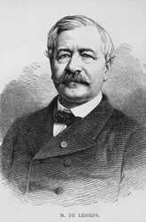 Portræt af Ferdinand Marie de Lesseps (1805-94), fra LEgypte af Georg Moritz Ebers (1837-98), 1881 (bw gravering)