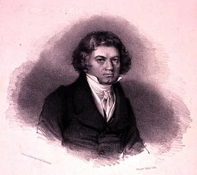 Portræt af Ludwig van Beethoven (1770-1827) graveret af Faustin Herr (litho)
