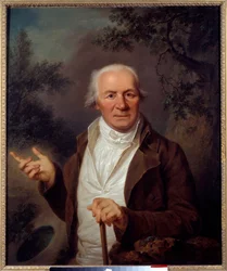 Portræt af mandsmaleri af den tyske skole. Brest fra det 18. århundrede, Museum of Fine Arts