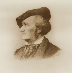 Portræt af Richard Wagner (1813-83) tysk komponist, indgraveret af Robert Reyher (1838-77) (se også 93368)