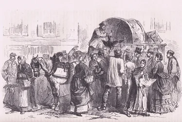 Fjerkræsælgere i Paris, Cassells historie om krigen mellem Frankrig og Tyskland udgivet af Cassell and Company Limited, ca. 1890 (litho)