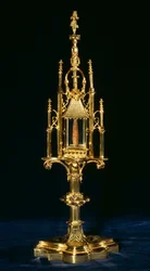 Relikvieskrin Monstrans med stykke kors, Augsburg, ca. 1490 (guld og træ)