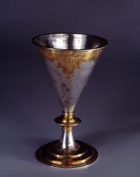 Videnskabeligt instrument: kalkformet solur lavet i guldsølv. tysk skole. Sent 16. begyndelsen af det 17. århundrede Enouen, renæssancemuseum