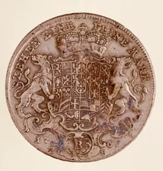 Sølvthaler (taler) af Frederick Christian, markgreve af Brandenburg-Bayreuth (Frederic V Christian de Brandenburg-Bayreuth (Brandenburg Bayreuth) (1708-1769) 1766 Diam. 4 cm Napoli, museo archeologico