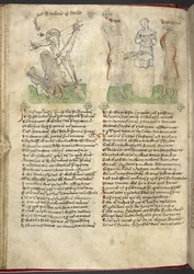 Sloane 361, f.25v Korsets rejsning; Jubal og Tubal-Cain, fra 