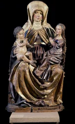 St Anne med Jomfru og Barn, skulptur af Southern Swabia skole, Tyskland