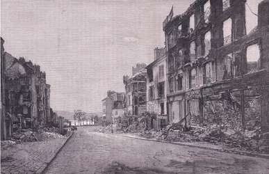 Street in St Cloud, Cassells historie om krigen mellem Frankrig og Tyskland udgivet af Cassell and Company Limited, ca. 1890 (litho)