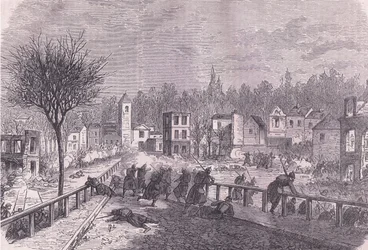 Overtagelse af Brie-sur-Marne, 30. november, Cassells historie om krigen mellem Frankrig og Tyskland udgivet af Cassell and Company Limited, ca. 1890 (litho)