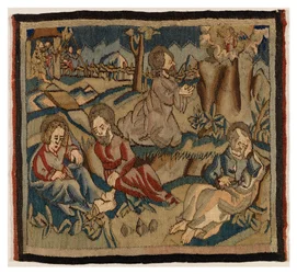Tapestrypanel med scener fra passionen fra et antependium, fra Oberrheinland (uld og hør)