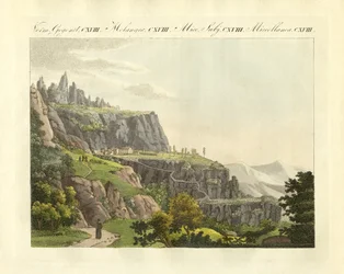 Montserrat i Spanien (farvet gravering)