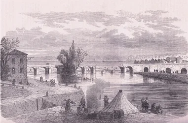 Forsvaret af Paris-ødelæggelsen af broen Jonville-sur-Marne, Cassells historie om krigen mellem Frankrig og Tyskland udgivet af Cassell and Company Limited, ca. 1890 (litho)