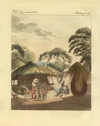 Bechuanernes lejlighed (farvet gravering)