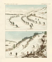 Regimentet af skatere i Norge (farvet indgravering)
