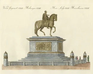Statuen af Josef II foran kejserens slot i Wien (farvet indgravering)