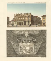 Teatret Della Scala i Milano (farvet gravering)