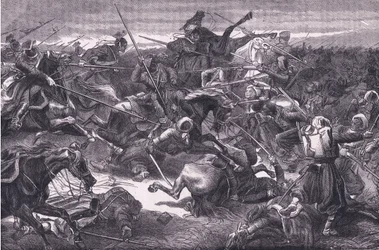 Uhlan-angreb, Cassells historie om krigen mellem Frankrig og Tyskland udgivet af Cassell and Company Limited, ca. 1890 (litho)