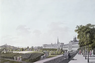 Udsigt over ærkebiskoppernes og kurfyrstens residens af Köln, Bonn (farvestik)