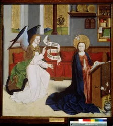 ""Bebudelsen"" (Bebudelsen) Distemper af den tyske skole. 1470-1480 Pushkin Museum, Moskva