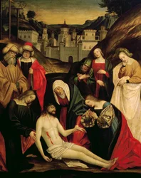 Klagesang over den døde Kristus, ca 1520, maleri af Gerolamo Giovenone (1486 eller 1487-1555), olie på panel, Italien