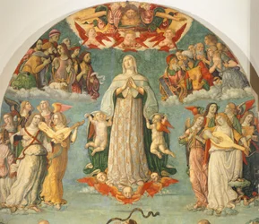 Detalje fra Antagelsen af ​​Jomfru, af Girolamo di Benvenuto (1470-1524)
