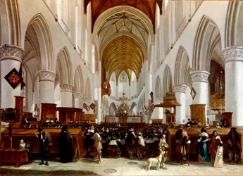 Interiør af en kirke. Maleri af Gerrit Berckheyde (1638-1698), hollandsk maler. London, National Gallery