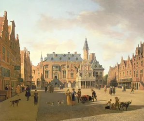 Torvet med rådhuset, Haarlem, 17. århundrede