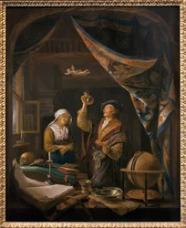 The doctor in urine. From a painting by Gerard Dowdani