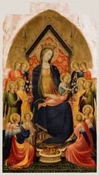 Madonna og barn med musikalske engle, ca. 1410
