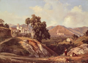 Landskab i Campania-regionen, af Giacinto Gigante (1806-1876), Italien