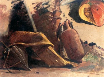 Stilleben med græskar, omkring 1844 (akvarel)