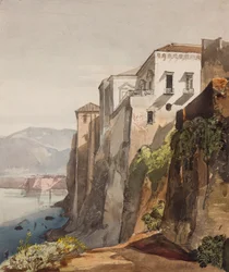 The House of Tasso, Sorrento, med tilføjelser af prinsesse Maria Annunziata di Borbone (1843-1871), 1853 (blyant, wc og gouache på papir)
