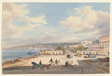 Udsigt fra Posillipo mod nord, et af fire små motiver af Napoli fra et »Album Amicorum«