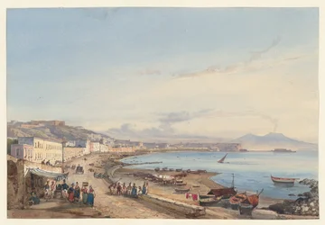 Udsigt over Napoli og Vesuv fra Posillipo, et af fire små motiver af Napoli fra et »Album Amicorum«