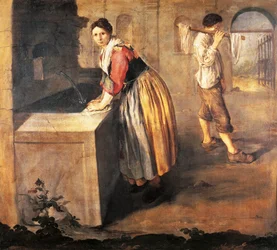 Vasketøjet af Giacomo Ceruti, kendt som Pitocchetto (1698-1767), olie på lærred
