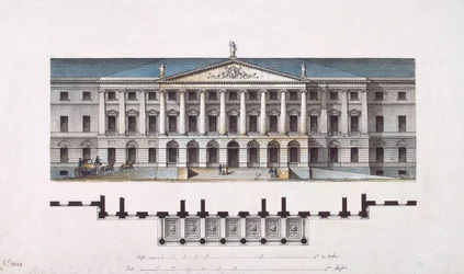 Projekt af Smolny Institute. Hovedfacaden og stueplan, 1806-1808
