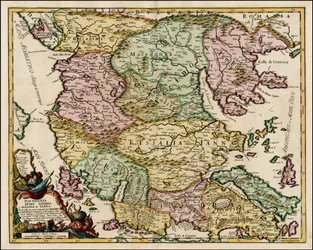 1684-kort over Makedonien og Thessalien af Giacomo Cantelli da Vignola
