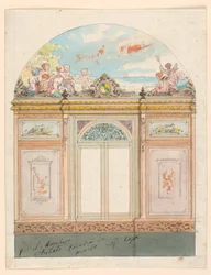 Tegning, malet vægdekoration, 1870