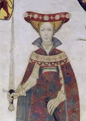 De ni værdige og de ni værdige kvinder, detalje af Hippolyte, 1418-30