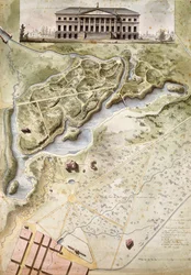 Peterhof, Rusland: Højde af det engelske palads og plan for parken,