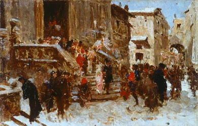Brylluppet, af Giacomo Di Chirico, olie på lærred