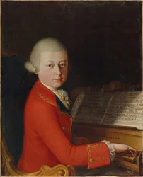 Portræt af Wolfgang Amadeus Mozart 1756-1791 i en alder af 13 i Verona, 1770.