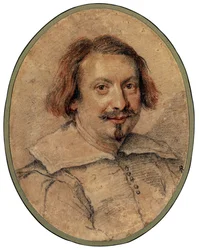 Portræt af Ottaviano Castelli par Bernini, Gianlorenzo (1598-1680), - Sort kridt og sangvin på papir, 24,5x19 - Privat samling