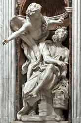 Profeten Habakkuk (Habaquq, Habakuk, Habakkuk, Abakuk, Havakuk) og englen, marmorskulptur af Gian Lorenzo Bernini (1598-1680), 1656-1661, Rom, Basilica di Santa Maria del Popolo, Cappella Chigi