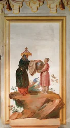 To figurer med en vase, fra det kinesiske rum i Foresteria