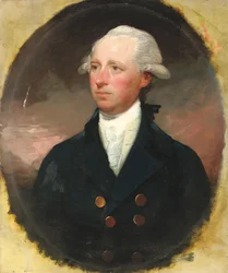 Portræt af Sir Thomas George Skipwith, halvlangt, i en blå frakke, fingeret oval
